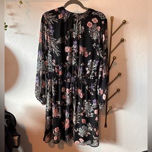 Peach Love Floral black dress